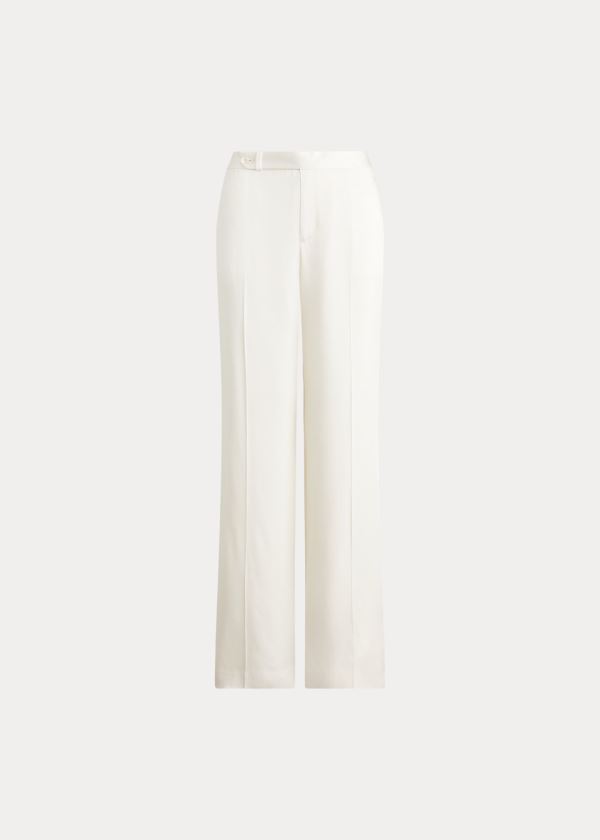 Pantalones Ralph Lauren Mujer Creme Claro - Hailey Satin Wide-Leg - QGTWZ8092